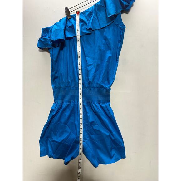 Mad Rag Women's Blue Off-Shoulder Romper Size L, Ruffled Top - Picture 8 of 9
